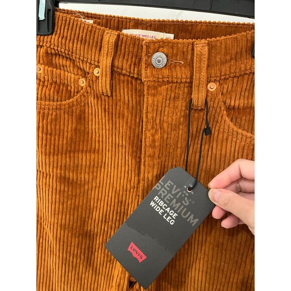 NWT Levi’s Ribcage Wide-Leg Corduroy Flare Jeans Sz 25 x 34 Caramel - Picture 7 of 12